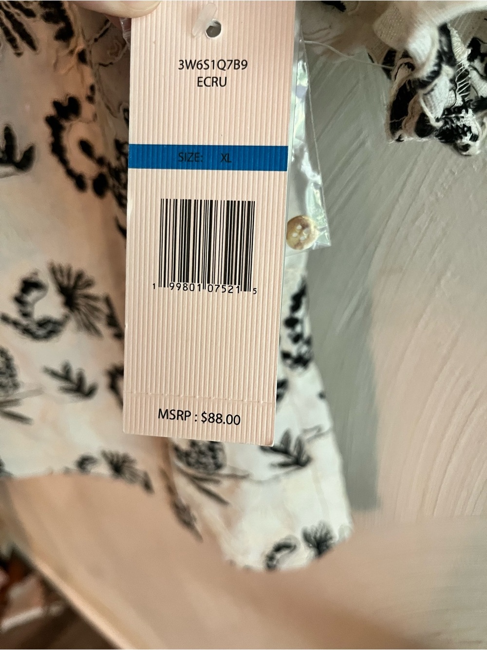 Nanette Lepore White Button-Down Shirt with Black Floral Print